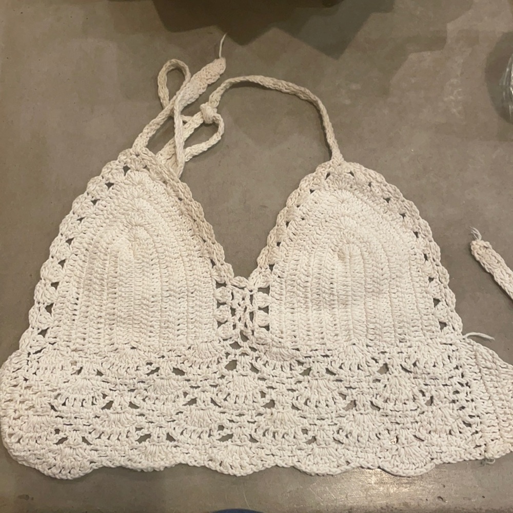 VINTAGE Bohemian Crochet Halter Crop Top